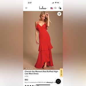 NWT true red strapless hi-low dress